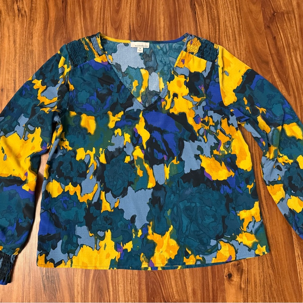 Allison Joy Blue and Yellow Patterned Top